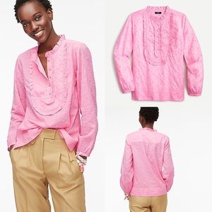 J. Crew Long-sleeve Ruffle Shirt In Floral Eyelet